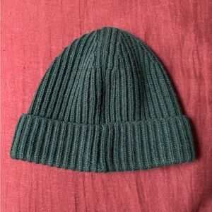 Entireworld Green Cashmere Wool Ribbed Knit Beanie